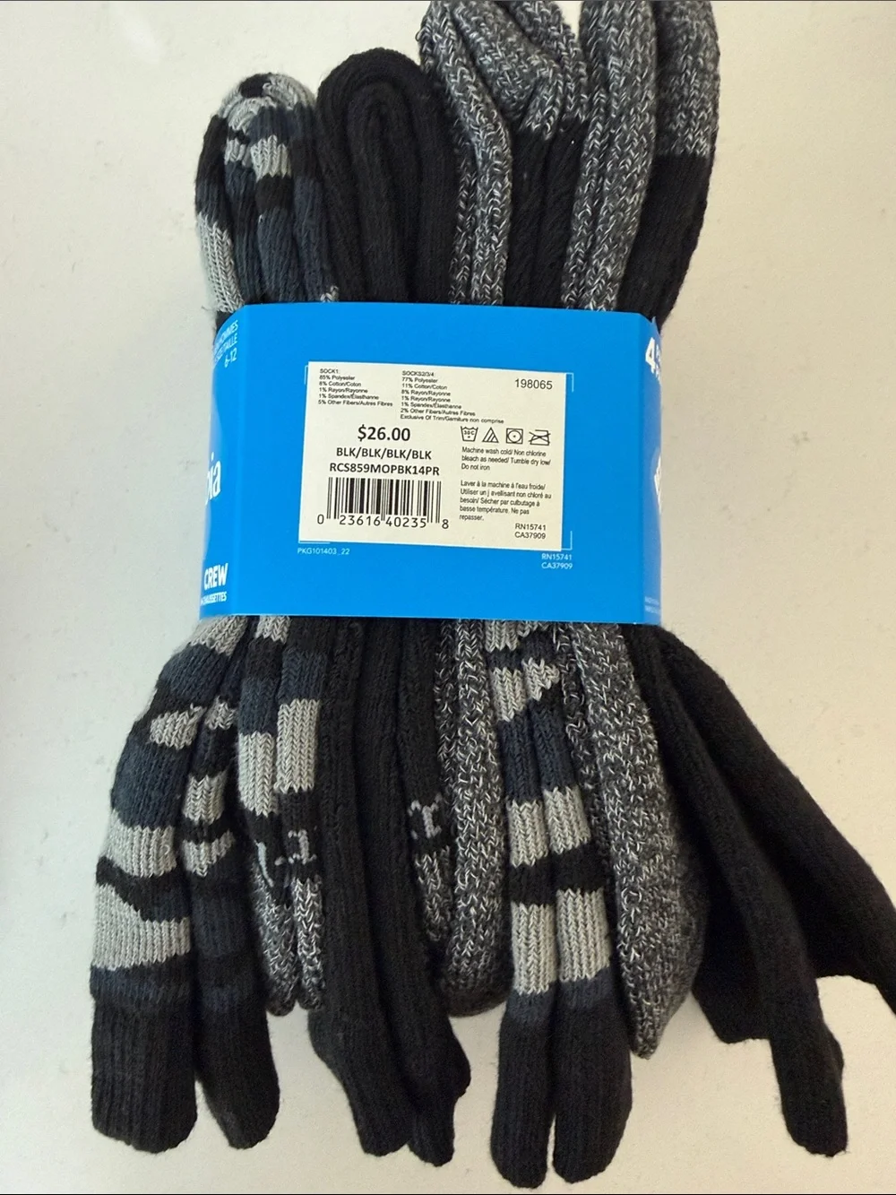 Columbia Men’s Crew Socks - Black & Gray (4 Pack)